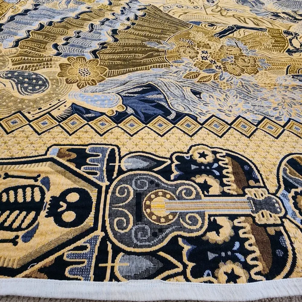 Day of the Dead Blanket Dia de los Muertos Woven Throw Calavera Couple 82x89